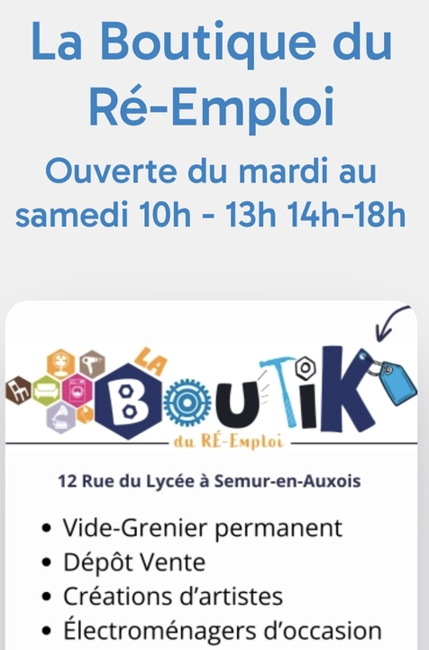La Boutik du Ré-Emploi, 12 Rue du Lycée, 21140 Semur-en-Auxois