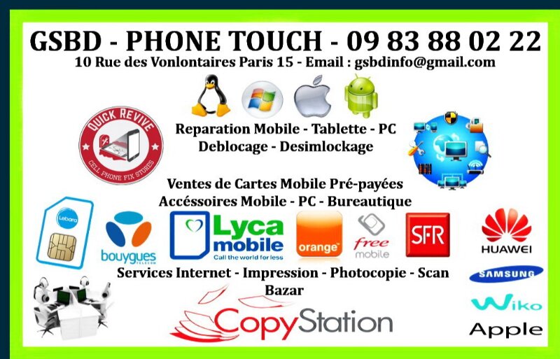 Phone Touch Gsbd, 10 Rue des Volontaires, 75015 Paris